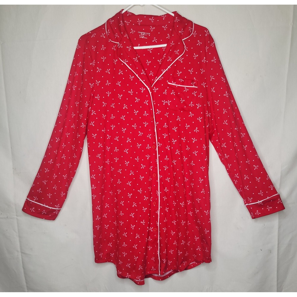 Charter Club Intimates Red Bow‎ & Polka Dot Nightshirt